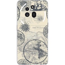 TechTree Nothing Phone (3A) Pro Uyumlu Vintage Dünya Haritası ve Pusula Baskılı Silikon Kılıf