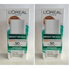 L'oréal Paris Bright Reveal Spf 50+ Koyu Leke Karşıtı Renkli Fluid Günlük Yüz Güneş Kremi 50 ml - Medium (2 Paketi)