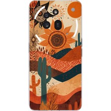 TechTree Nothing Phone (3A) Pro Uyumlu Etnik Güneş ve Mandala Figürlü Toprak Tonları Baskılı Silikon Kılıf