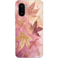 TechTree Oneplus 15R Uyumlu Pembe ve Bordo Tonlu Yaprak Baskılı Silikon Kılıf
