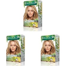 Sea Color Amonyaksız, Vegan, Doğal, Besleyici Kalıcı Saç BOYASI%100 Beyaz Kapama (1 Paket 2 x 50 ml Boya & Oksidan) (Bal Köpüğü 8.3) (3 Paketi)