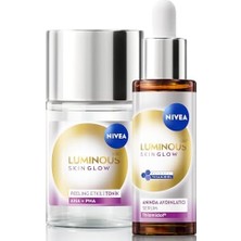 LUMINOUS630 Skin Glow Anında Aydınlatıcı Serum 30ML ve Peeling Etkili Tonik 100ML, Eşit Cilt Tonu