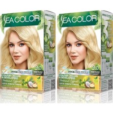 Sea Color Amonyaksız, Vegan, Doğal, Besleyici Kalıcı Saç BOYASI%100 Beyaz Kapama (1 Paket 2 x 50 ml Boya & Oksidan) (Buğday Sarısı 9.0) (2 Paketi)