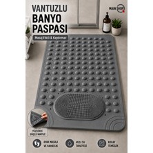 MAİN SHOP 1 Adet Antrasit Renk Silikon Kaymaz Tabanlı  Banyo Paspası Duş Kaydırmazı Vantuzlu 36 x 69,5  cm M-162