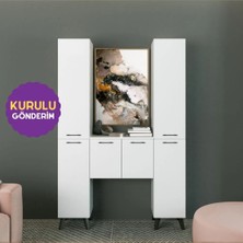 Harmoni 120 cm Depolama ve Kahve Köşesi Dolabı Parlak Beyaz MDF Lam