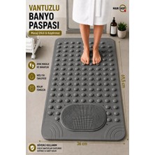 MAİN SHOP 1 Adet Gri Renk Silikon Kaymaz Tabanlı Banyo Paspası Duş Kaydırmazı Vantuzlu 36 x 69,5  cm M-162