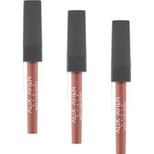 Uzun Süre Kalıcı Kadifemsi Kuruma Yapmayan Mat Likit Ruj - Lipstick 502 Peachy Nude (3 Paketi)