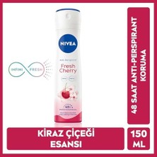 Kadın Sprey Deodorant Cherry Fresh 150 Ml, 48 Saat Anti-Perspirant Koruma ve Kadın Sprey Deodorant Dry Fresh, 48 Saat Anti-Perspirant Koruma (150 Ml)