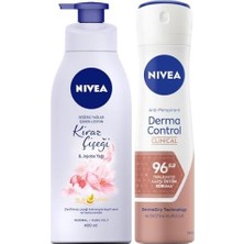 Kadın Sprey Deodorant Derma Control Clinical 150ML, Kiraz Çiçeği Nemlendirici Vücut Losyonu 400ML