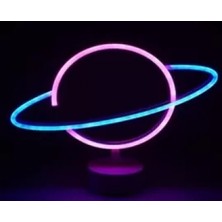 Marsilyan- Neon Işıklı Satürn Lamba