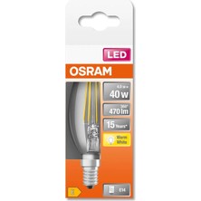 10'lu LED Value 4W CLB40 Sarı Işık 2700K E14 Duy Filament Mum Buji Ampul