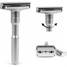 Metal Ayarlanabilir Manuel Geleneksel Tıraş Aleti Makinası 5 Jilet 6 Kademe Gümüş