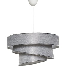 Modern Açık Gri Kumaş ve Metal Gövde - Dekoratif Asma Tavan Lambası LED ve Ampul Uyumlu