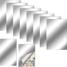 2 Adet Kendinden Yapışkanlı Akrilik Pleksi Ayna, Esnek Dekoratif Duvar Aynası, Kırılmaz, Hafif, Kolay Montajlı Modern Süsleme, Ev, Ofis, Banyo ve Çocuk Odası Için(Gümüş, 5X20 Cm)