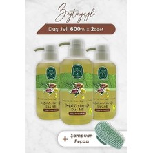 Zeytinyağlı Duş Jeli 600 ml x 3 Adet ve Şampuan Fırçası