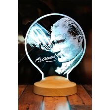 100. Yıl Hediyesi Atatürk Görselli Hediye, Atatürk Imzası ve Türk Bayrağı Hediyesi LED Lamba, Atatürk Fotoğralı Hediye