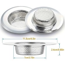 11.5cm Paslanmaz Çelik Evye Süzgeci, Tıkanma Önleyici Metal Lavabo Filtresi, Mutfak Lavabo Gider Süzgeci, Kolay Temizlenir