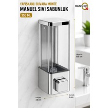 MAİN SHOP 1 Adet Yapışkanlı Duvara Monte Banyo ve Mutfak Manuel Sıvı Sabunluk 350 ml Doldurulabilir M-53