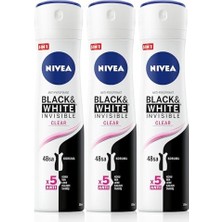 Kadın Sprey Deodorant & Invisible Original 150ML, 72 Saat Anti-Perspirant Koruma, X3 Adet