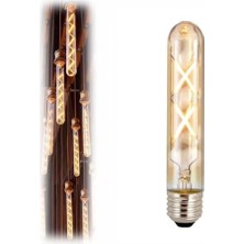 LED Ampul, E27, 4W, 2500K Sarı Işık, Cam, 18,5 Cm, Rustik Ampul Lambam Renk Çubuk Cam Retro Filament Tüp Ampul (1)