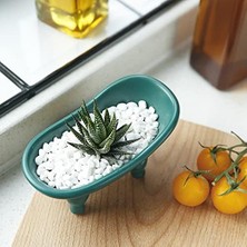 Dodococa 1 Adet 14,2 cm Renkli Seramik Mini Pençe Ayak Küvet Sabunluk Dekoratif Sabunluk Küçük Saksı Makyaj Düzenleyici Konteyner Hamster Küveti (Yeşil)