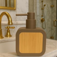 Mat Sabunluk | Ahşap Desenli Lüks, Ergonomik Tasarım, Ahşap Dispenser (Kahverengi)