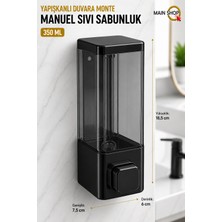 MAİN SHOP Duvara Monte Sabunluk Delme Gerektirmez Şeffaf Hazneli Basmalı Sıvı Sabunluk 350 ml 1 Adet M-53