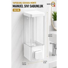 MAİN SHOP 1 Adet Mutfak Banyo Otel Restoran Okul Hastane Uyumlu Şeffaf Hazneli Yapışkanlı Sabunluk 350 ml M-53