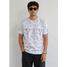 Civetta Erkek Batik Desenli Tişört Bisiklet Yaka Kısa Kol Regular Fit T-Shirt - Gri