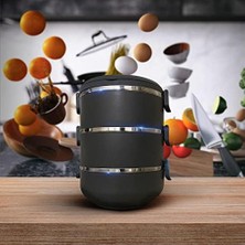 Davet Freshbox Füme 3 Katlı Sızdırmaz Yemek Termosu Sefer Tası (Özel Seri, Özel Renk) 1.8 Litre