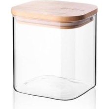 450ML Sızdırmaz Vakumlu Bambu Kapaklı Borosilikat Cam Kavanoz – Hava Geçirmez & Dayanıklı Gıda Saklama Kabı (10CM x 10CM)