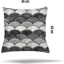 Pelangi Geometrik Desen Gizli Fermuarlı Yastık Kılıfı Kırlent Kılıfı Koltuk Yastık Kılıfı, Gri- 45 x 45