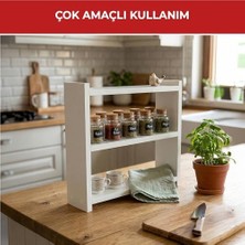 Pıkas Ahşap 3 Raflı Baharatlık, Tezgah Üstü Çok Amaçlı Mutfak Düzenleyici Raf Organizer