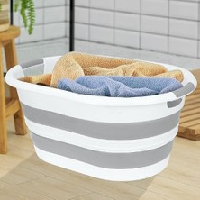 38 Litre Katlanabilir Silikon Çamaşır Sepeti Akordiyon Katlanır Sele Yer Kaplamayan Taşınabilir Ergonomik Kulplu Dayanıklı ve Hafif Depolama Sepeti Banyo ve Ev Kullanımı Kirli Sepeti Gri, 38 Litre)