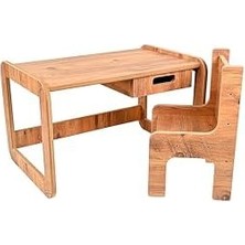 Tek Kişilik Çekmeceli Ahşap Çocuk Oyun & Aktivite Masa ve Takımı - 18MM Ceviz Renk Mdf