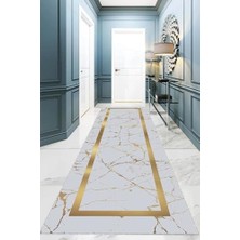 Pelangi Mermer Desenli Yıkanabilir Kaymaz Taban Leke Tutmaz Modern Salon Halısı ve Yollu (Grigold), Grigold 80 x 150, 955543014801507