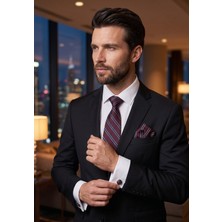 Exve Exclusive Beyaz Duble Manşet Slim Fit Gömek ile Bordo Kravat, Kol Düğmesi ve Mendil 4'lü Hediyelik Kutulu Set