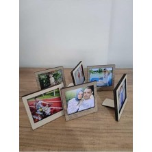 Miracix 6 Adet Ahşap Mini Fotoğraf Çerçevesi - 9X9CM Çok Renkli 8 x 8