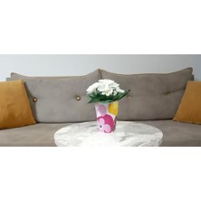 2 Adet Dahil,vazoda Çiçek,beyaz Yapay Çiçek, Dekoratif Kırmızı Papatya 7X7X16CM