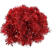 1 Adet 1.7 Metre Kırmızı Kalın Yılbaşı Püskül Süsü Tinsel Garland,süs T77, Kırmızı