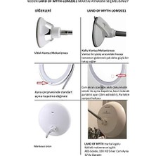Land Of Myth - Şerit LED Işıklı Banyo Makyaj-Tıraş Aynası, 10X Hd Büyütme, Esnek, Dokunmatik Işık Kısma, Ayarlanabilir Kol