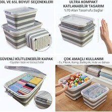 Tekerlekli Katlanabilir Saklama Kutusu, Kilitli Kapaklı, 30L ve 65L Seçeneği, Çok Amaçlı Organizasyon Konteyneri (30 Lt)