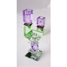 Kristal Mum Tutucu, Menekşe, Açık Kahverengi, Nane, 16X4X4 cm