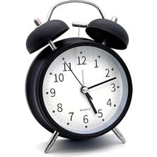 16CM Büyük Boy Akar Saniyeli Alarm Çalar Saat - Nostaljik Masa Saati Siyah