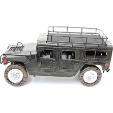 Hummer Army Jeep 2003 Elyapımı Eskitilmiş Biblo Siyah 27CM