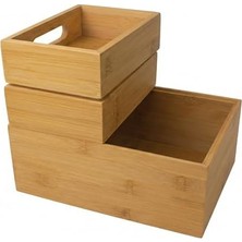 3'lü Modüler Bambu Organizer Set - Üst Üste Geçebilen Çok Amaçlı Çekmece Içi ve Masaüstü Düzenleyici Kutu - Banyo, Mutfak ve Ofis Için Ahşap Saklama Seti