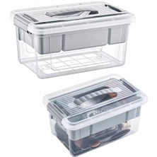Büyük Boy Bölmeli Organizer Kutu 9 Litre - Şeffaf Tasarım Saklama Kabı - Ev Araba Saklama Kutusu - Ev Banyo Düzenleyici, Dolap Düzenleyici, Saklama, Kutu, Organizer