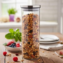 1000ML Vakumlu Metal Kapaklı Borosilikat Cam Kavanoz (8.5CM*20CM) 1 Adet