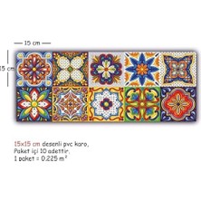 Kendinden Yapışkanlı Karnaval Desenli Pvc, Yapışkanlı Kaplama, Çıkartması, Zemin Duvar Karosu 10X10 cm (20 Adet/0,20 M2)