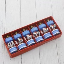 6'lı Mini Atlı Karınca Ağaç Süsü Renkli Ahşap Geleneksel Tasarım Çocuk Odası ve Yılbaşı Süslemesi Için Dekoratif Hediyelik (Mavi)